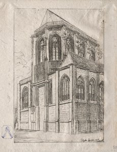 De apsis van de kerk van St. Martin-sur-Renelle, 1860 door Charles Meryon
