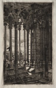 Etsen van Parijs: De Galerij van Notre Dame door Charles Meryon