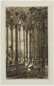 De galerij van Notre-Dame, Parijs door Charles Meryon