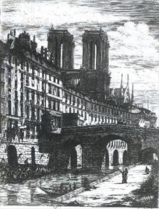 De kleine brug bij het Hotel-Dieu