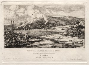 De Kleine Franse Kolonie in Akaroa, 1845 door Charles Meryon