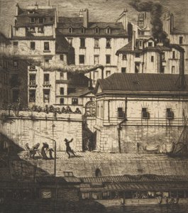 Het Mortuarium, Parijs La Morgue, 1854 door Charles Meryon