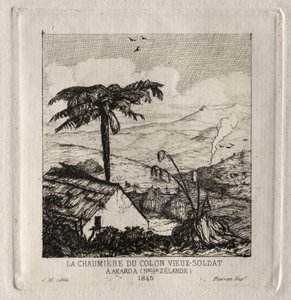 De Hut van de Oude Soldaat-Kolonist in Akaroa, 1845 door Charles Meryon