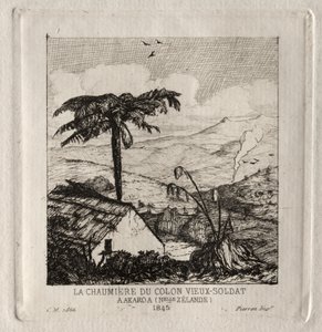 De hut van de oude soldaat-settlers in Akaroa, 1845 door Charles Meryon
