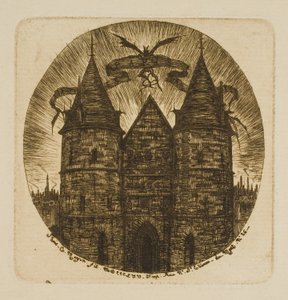 De oude poort van het Palais de Justice, Parijs door Charles Meryon
