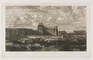 Het oude Louvre naar een schilderij van Zeeman door Charles Meryon