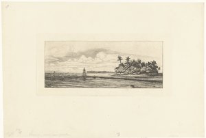 Vissers bij de Wallis eilanden in Grote Oceaan door Charles Meryon