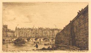 Le Pont-au-Change, Parijs, circa 1784 door Charles Meryon after Victor Jean Nicolle
