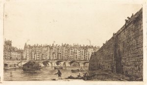 De Pont-au-Change, Parijs, circa 1784 door Charles Meryon after Victor Jean Nicolle