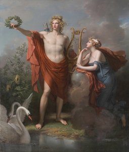 Apollo, God van Licht, Welsprekendheid, Poëzie en de Schone Kunsten met Urania, Muze van Astronomie