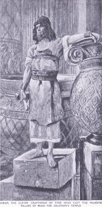 Hiram, de slimme vakman van Tyrus die de majestueuze koperen pilaren voor de tempel van Salomo goot