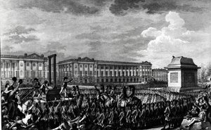 De Dag van 21 januari 1793: De Dood van Lodewijk XVI (1754-93) op Place de la Révolution, gegraveerd door Isidore Stanislas Helman (1743-1809) 1793 door Charles Monnet