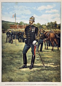 Het brandweerregiment heeft het Longchamps-magazijn (Portret van kolonel Couston) door Charles Morel