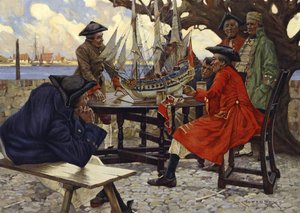 Haar lijnen bespreken (chromolitho)