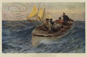 De piloot ophalen (chromolitho)