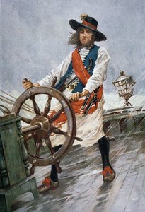 Een zeerover-piraat (kleurenlitho)