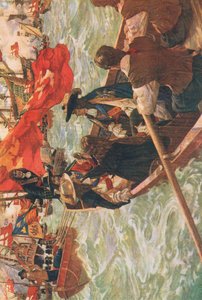 Thuiskomst van Charles II, illustratie uit The History of the British People uitgegeven door Waverley, ca.1940 (kleurenlitho)