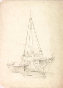 Oude Vissersboot en Dinghy door Charles Napier Hemy