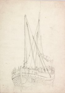 Studie van vissersboot door Charles Napier Hemy