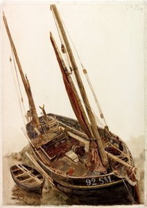 Studie van een Vissersboot en Dinghy
