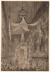 Begrafenis voor Marie-Thérèse van Spanje, Dauphine van Frankrijk, in de Kerk van Nôtre Dame door Charles Nicolas Cochin