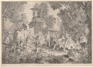 Het spel van blindemannetje door Charles Nicolas Cochin