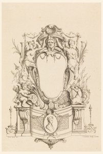 Ontwerp voor Cartouche uit "Cartouches Nouvellement Inventez" door Charles Nicolas Cochin the younger