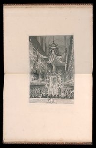 Begrafenis van Marie Thérèse van Spanje, Dauphine van Frankrijk, in de kerk van Notre Dame, Parijs door Charles Nicolas Cochin the younger