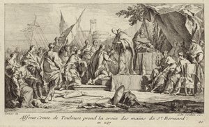 Alfons I, graaf van Toulouse, neemt het kruis van Bernard van Clairvaux aan, met de belofte om deel te nemen aan de Tweede Kruistocht door Charles Nicolas II Cochin