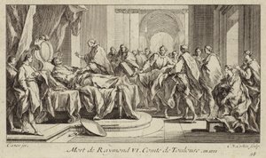 De dood van Raymond VI, Graaf van Toulouse door Charles Nicolas II Cochin