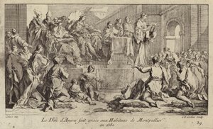 Lodewijk I, hertog van Anjou, regent van koning Karel VI van Frankrijk, dankt de mensen van Montpellier door Charles Nicolas II Cochin