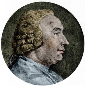 Portret van David Hume, Schotse filosoof (1711 tot 1776). Tekening door Charles - Nicolas Cochin Jr.