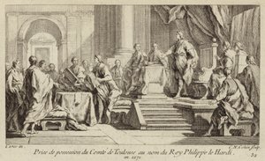 Inbezitneming van het Graafschap Toulouse in naam van Koning Filips III van Frankrijk door Charles Nicolas II Cochin