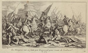 Het Hongaarse leger op de vlucht gejaagd door Raymond Pons, Graaf van Toulouse, 924 (gravure) door Charles Nicolas II Cochin