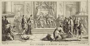 Huwelijk van Galla Placidia en Ataulf, koning van de Visigoten, Narbonne, 414 (gravure) door Charles Nicolas II Cochin