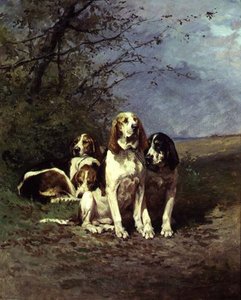 Rustende Honden (paneel) door Charles Oliver de Penne