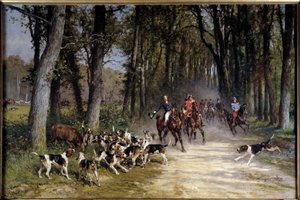 De jagende hertog van Orléans rende naar het bos van Sylvie