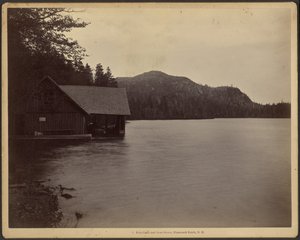 Echo Lake en boothuis, Franconia Notch, New Hampshire