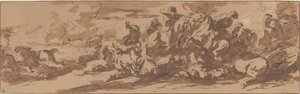 Cavaleriegevecht bij een Rivier door Charles Parrocel