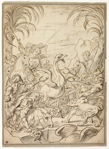 Struisvogeljacht door Charles Parrocel