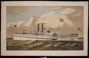 Amerikaanse raderstoomboot City of Worcester Norwich Line voor Boston via New London en Norwich