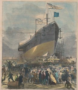 Lancering van de zeestomer Great Republic door Charles Parsons
