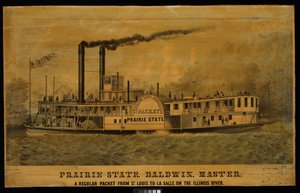 Prairie State. Baldwin, Meester. Een reguliere pakketboot van St. Louis naar La Salle, op de Illinois River door Charles Parsons