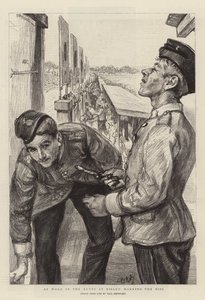 Aan het werk in de schietbanen in Bisley, de treffers markeren