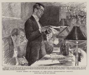 Prins Hendrik van Orléans bij de Koninklijke Geografische Vereniging door Charles Paul Renouard