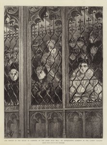 Het debat in het Lagerhuis over de Home Rule Bill, een waarderend publiek in de damesgalerij door Charles Paul Renouard