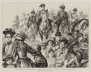 De Militaire Manoeuvres, een aanval van de 8e Huzaren verspreidt de menigte