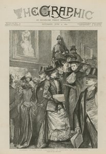 Bezoekers bij de uitleencollectie van schilderijen in de Guildhall door Charles Paul Renouard
