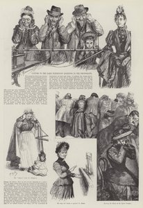 Bezoekers van de Parijse Tentoonstelling luisteren naar de fonograaf