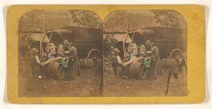 [Familiegroep voor een wagen, vader en kind op geïmproviseerde wip]. door Charles Peeters